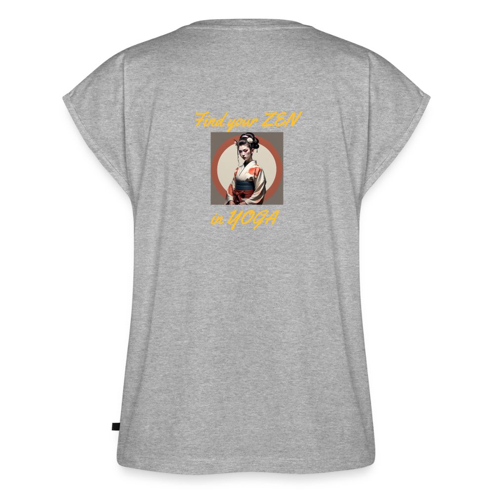 Frauen T-Shirt mit gerollten Ärmeln - Grau meliert