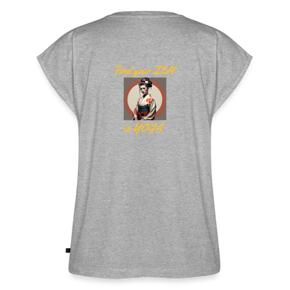 Frauen T-Shirt mit gerollten Ärmeln - Grau meliert