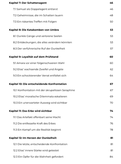 Inhaltsverzeichnis-Seite mit Kapiteln 7 bis 12 und Seitenzahlen
