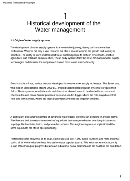 Access to clean water book page: Historical development of Water management (Chapter 1)