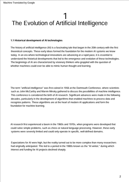 Chapter 1 page: The Evolution of Artificial Intelligence with section text and number 1