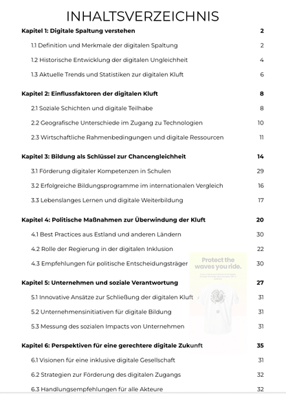 Digitale Spaltung – Inhaltsverzeichnis mit Kapiteln 1 bis 5