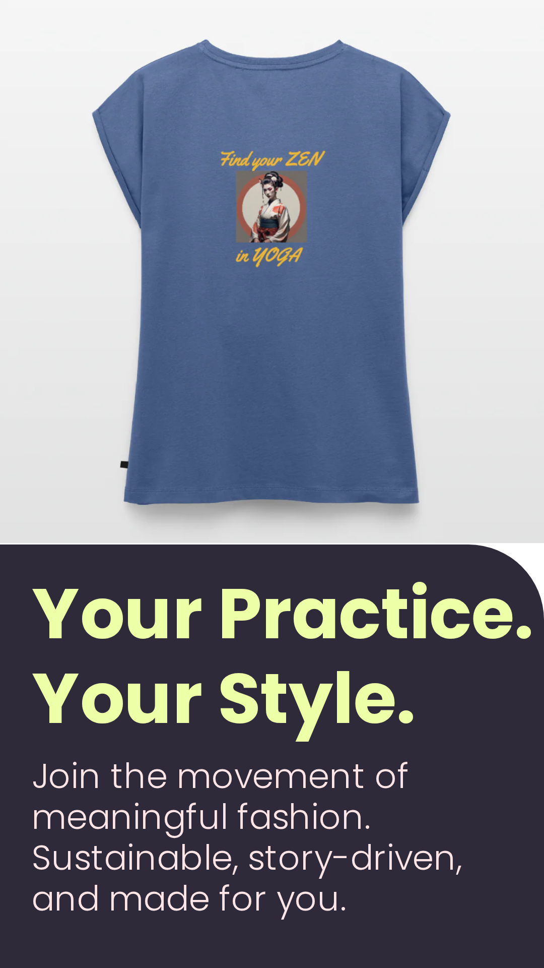 YOGA#1  T-Shirt mit gerollten Ärmeln