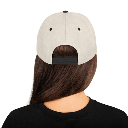 Natural/Black Snapback with adjustable snapback strap and black inner panel