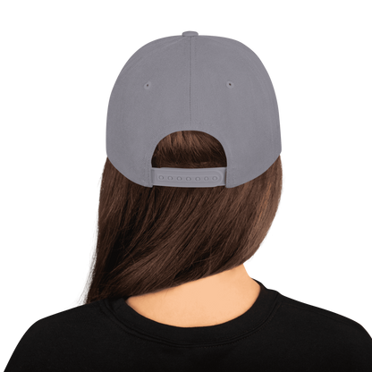 Scrambler Snapback Hat, heather grey body with black underside brim and mesh vent eyelets