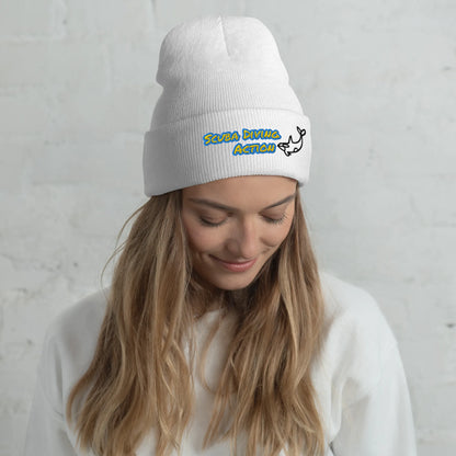 Heather Grey Scuba Cuffed Beanie mit Front-Stickerei und Label-Logo