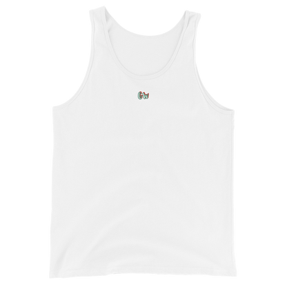 Men's Tank Top, weiß, kleines GW-Logo auf der Brust, ärmellos mit Rundhalsausschnitt