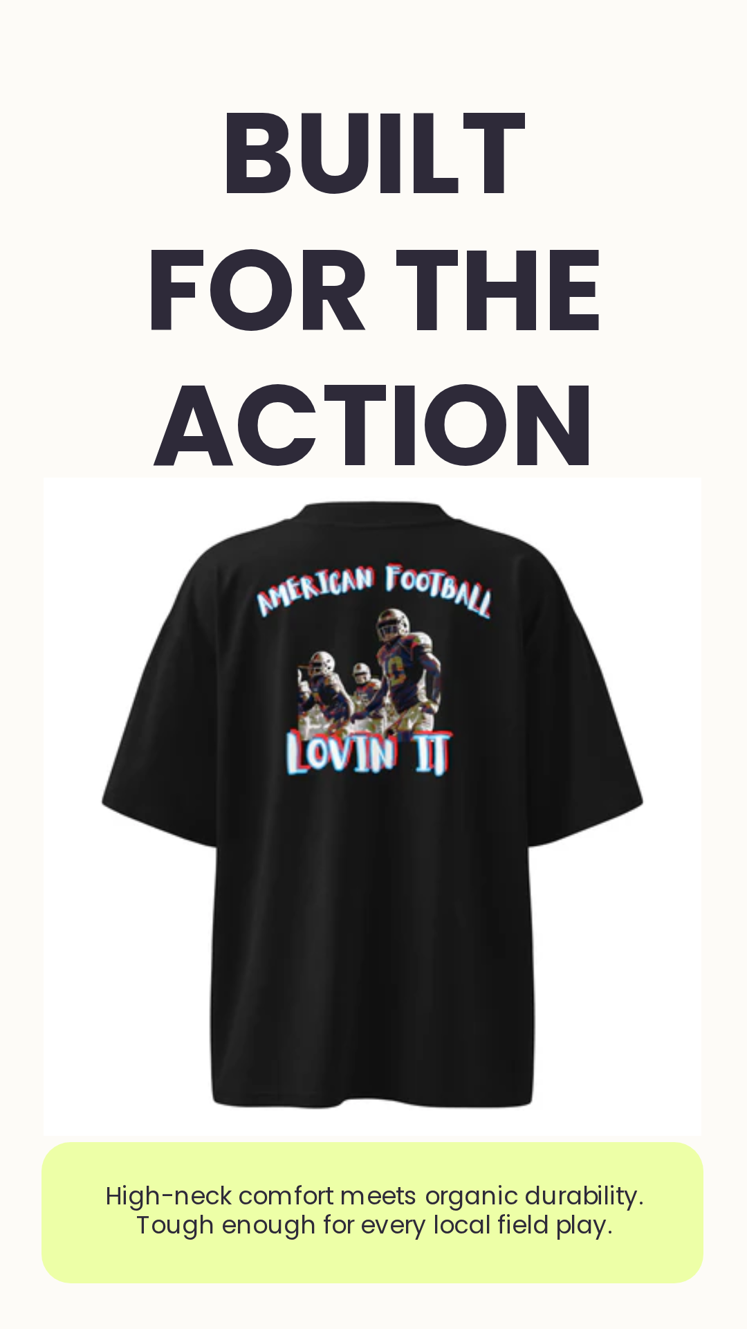 American Football oversized high neck t-shirt