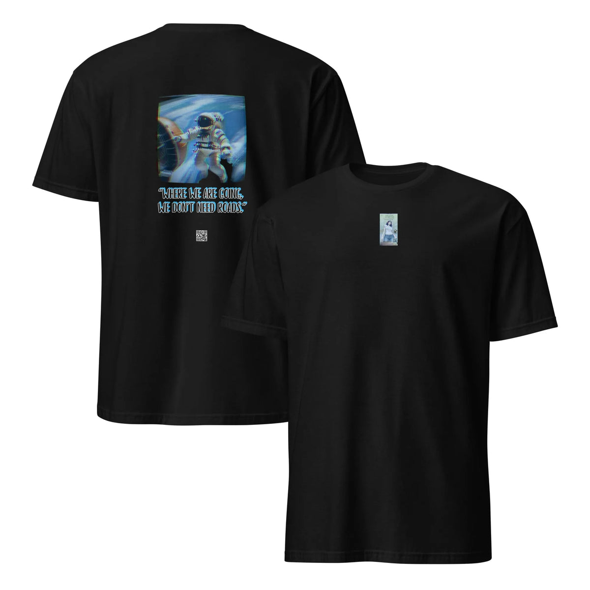 VHS#3 Unisex T-Shirt in Schwarz – Vorderansicht / Rückenansicht