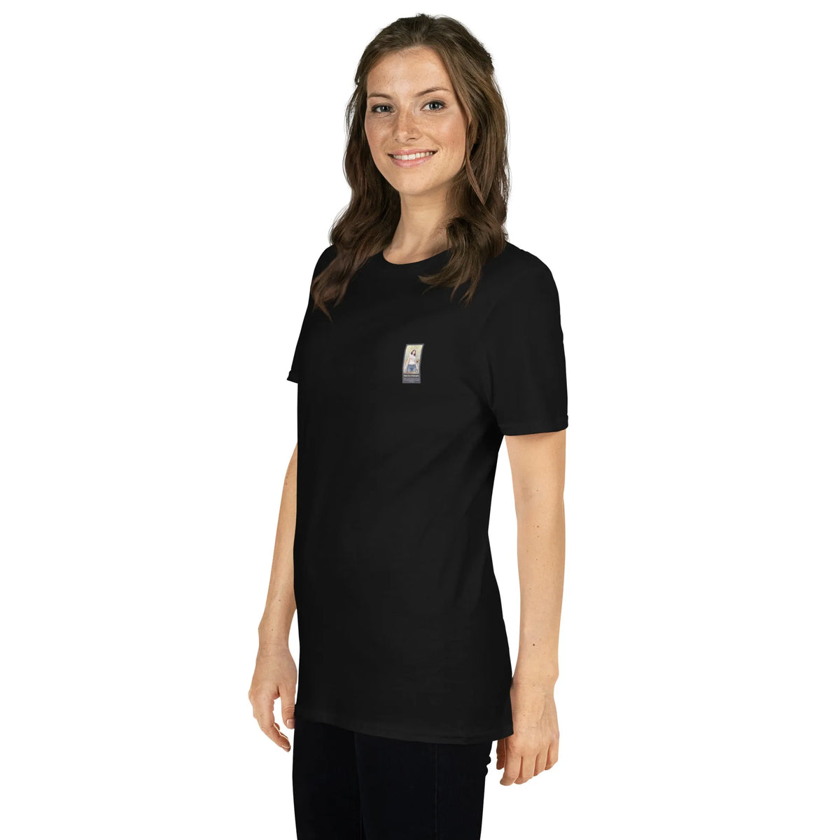 SBG#2 Black Edition Unisex T-Shirt in Schwarz – Seitenansicht links Detail