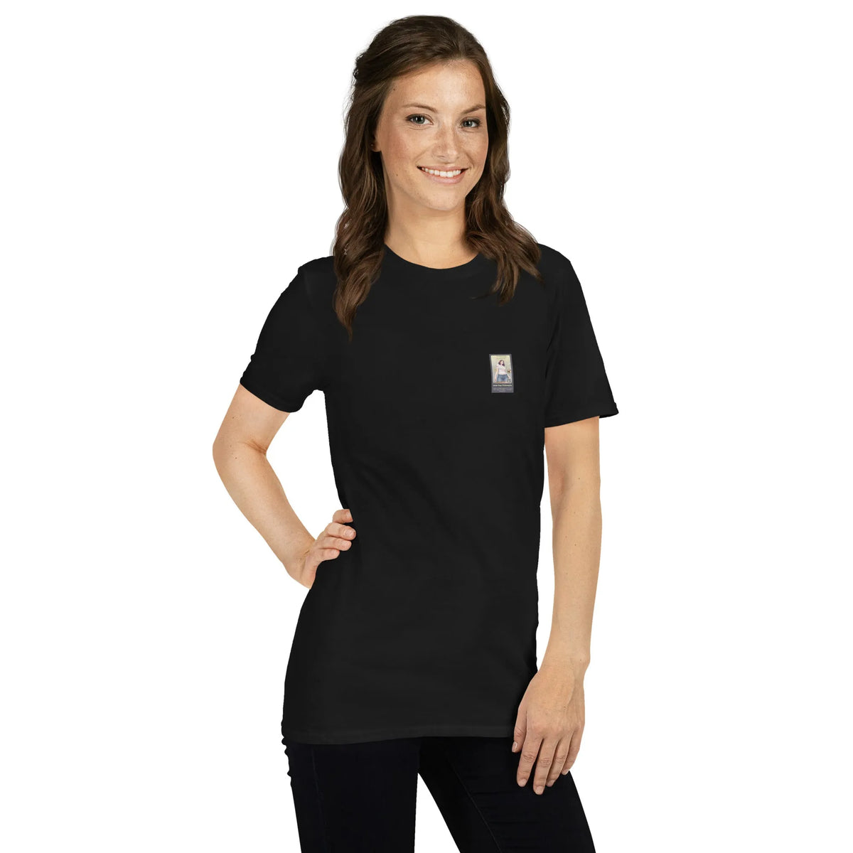 SBG#2 Black Edition Unisex T-Shirt in Schwarz – Seitenansicht rechts Detail