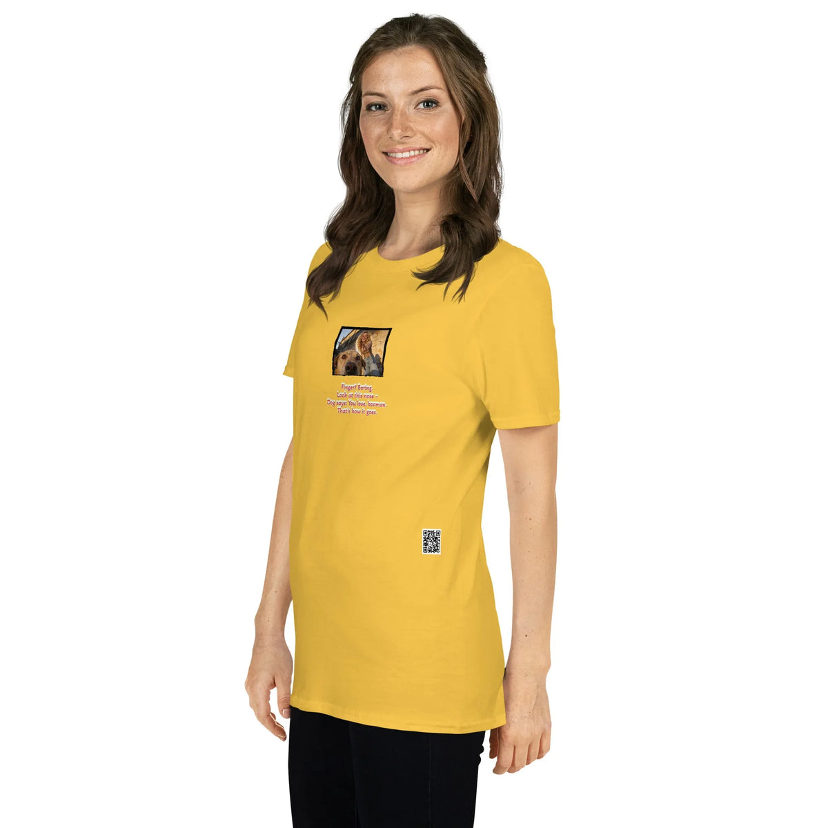 Retropet#2 Unisex T-Shirt in Daisy – Seitenansicht links Detail