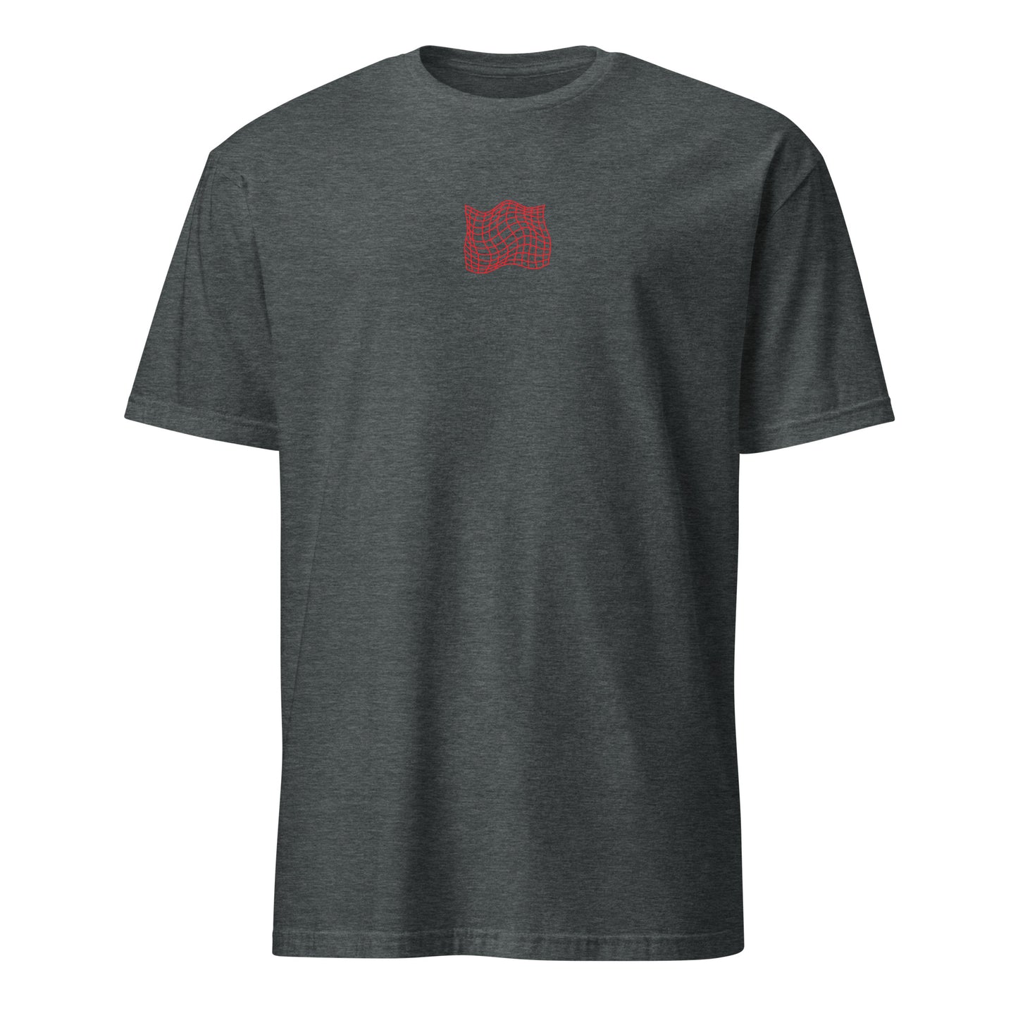 Short-Sleeve T-Shirt, Dark Heather, front: red skateboard girl graphic