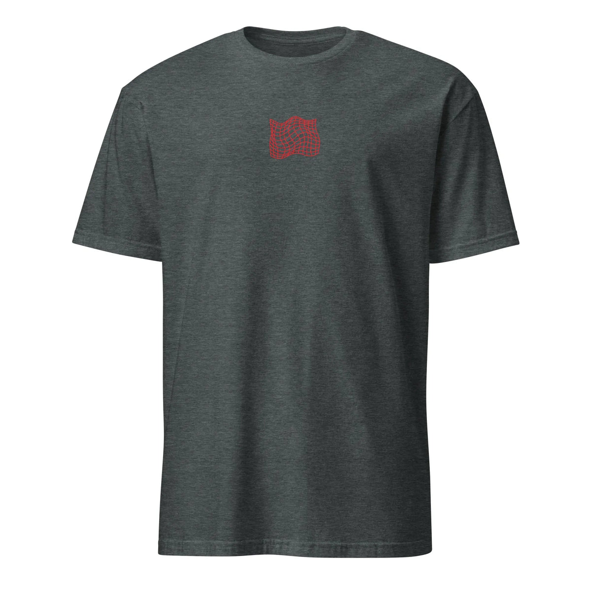 Short-Sleeve T-Shirt, Dark Heather, front: red skateboard girl graphic