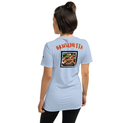Soulfood#2 Unisex T-Shirt (Light Blue), Rückansicht mit „BRUSCHETTA“-Motiv