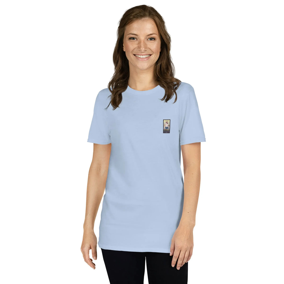 RetroCar#3 Unisex T-Shirt in Light Blue – Vorderansicht Detail