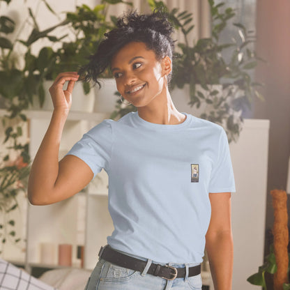 Retropet#4 Unisex T-Shirt in Light Blue – Vorderansicht Detail