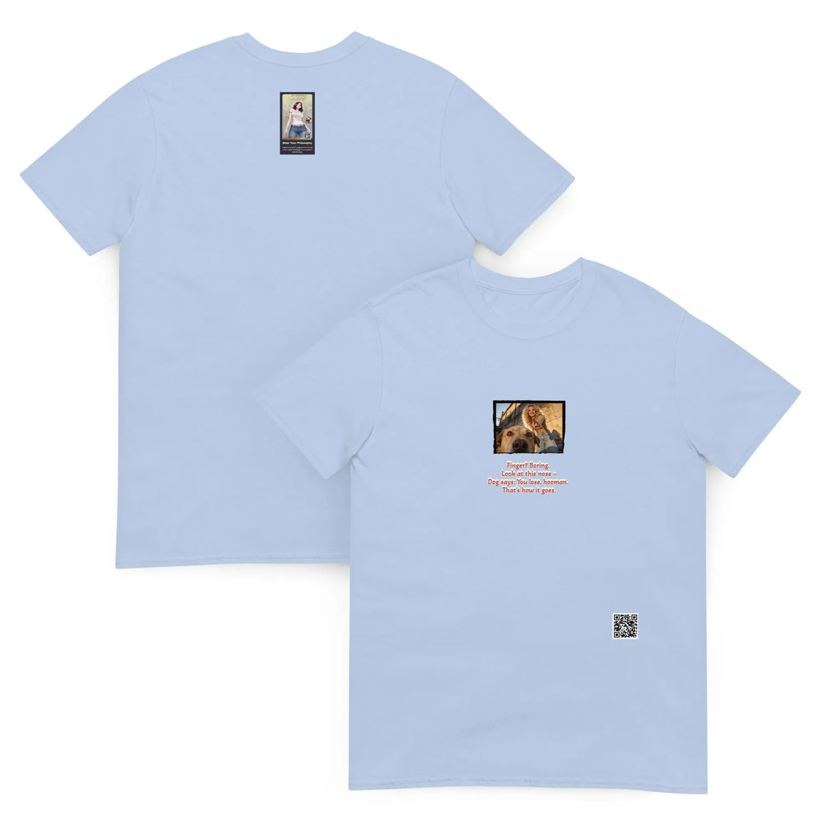 Retropet#2 Unisex T-Shirt in Light Blue – Vorderansicht Detail