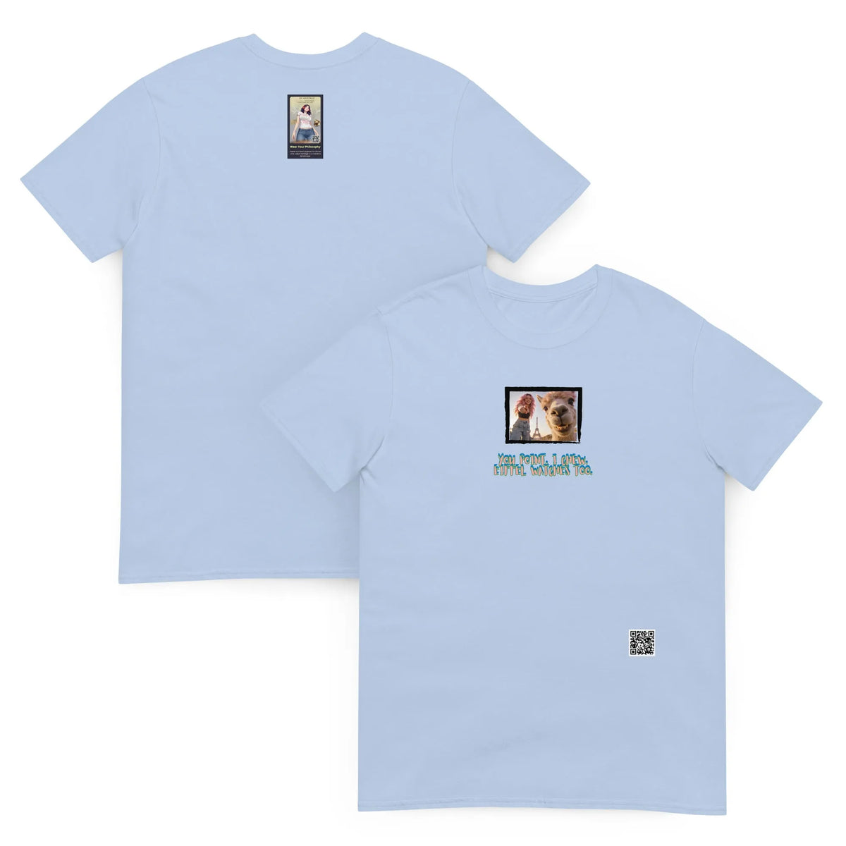 Retropet#3 Unisex T-Shirt in Light Blue – Vorderansicht Detail