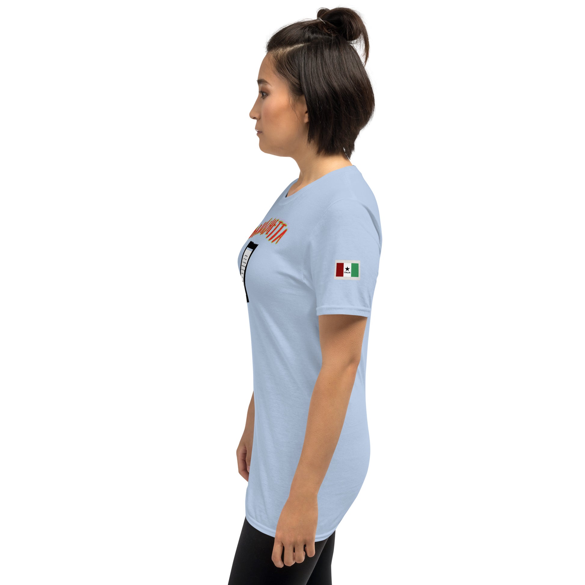 Soulfood#2 Unisex T-Shirt (Light Blue), Seitenansicht mit Flaggen-Emblem am Ärmel