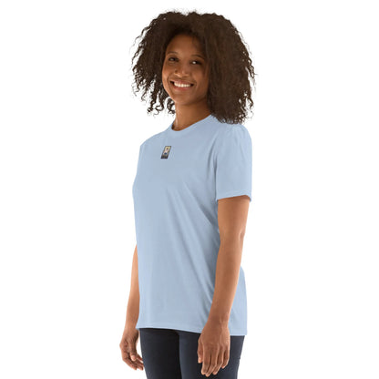 DISCO#1 Unisex T-Shirt in Light-Blue – Seitenansicht links Detail