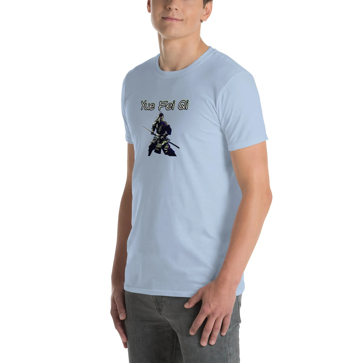 AMIG#3 Unisex T-Shirt in Light-Blue – Seitenansicht links Detail