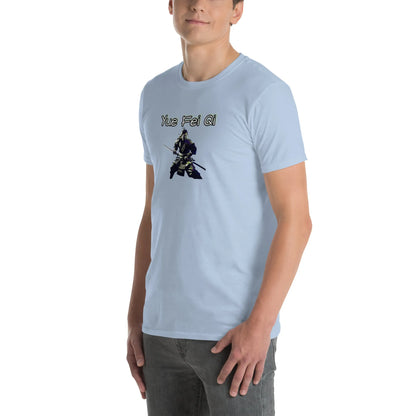 AMIG#3 Unisex T-Shirt in Light-Blue – Seitenansicht links Detail