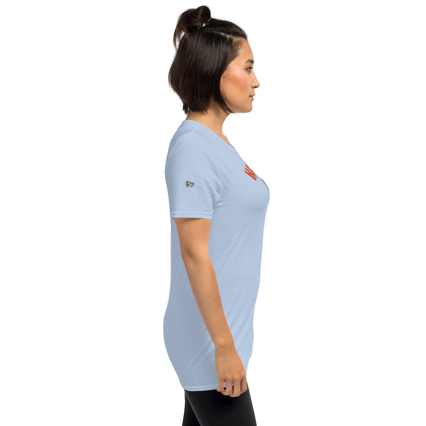 Soulfood#2 Unisex T-Shirt (Light Blue), Seitenansicht mit kleinem Logo am Ärmel