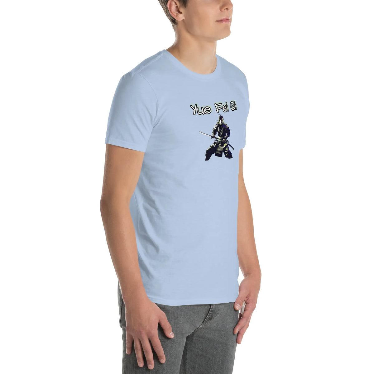 AMIG#3 Unisex T-Shirt in Light-Blue – Seitenansicht rechts Detail