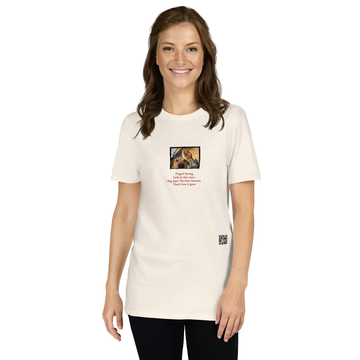 Retropet#2 Unisex T-Shirt in Natural – Vorderansicht Nahaufnahme