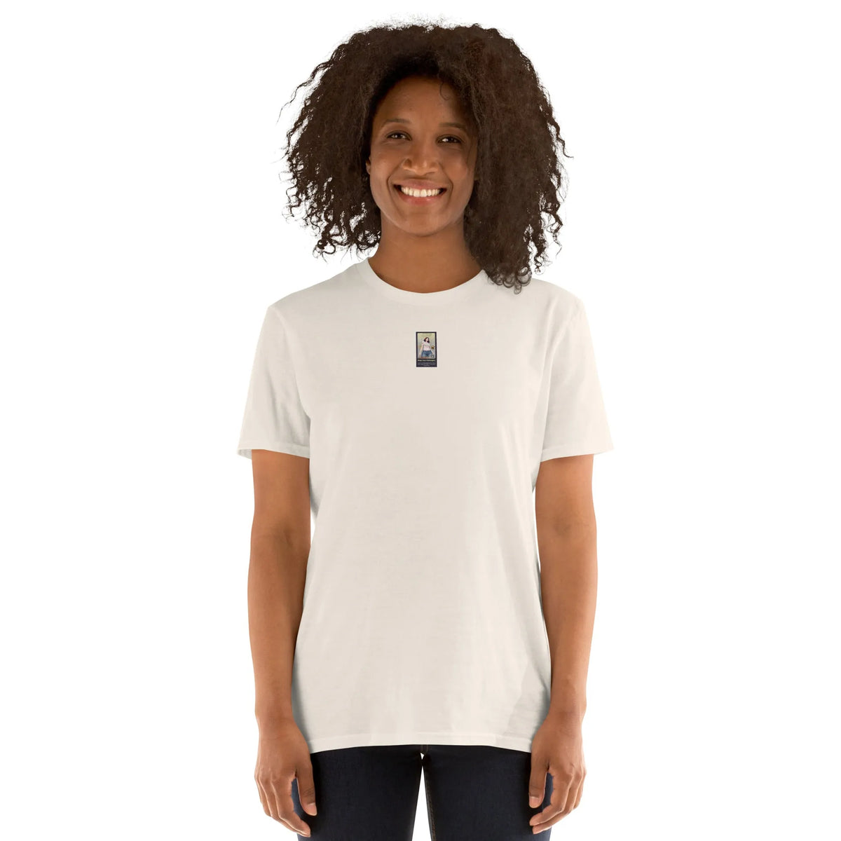 DISCO#1 Unisex T-Shirt in Natural – Vorderansicht Detail