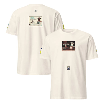 Syfy#1 Unisex T-Shirt in Natural – Vorderansicht / Rückenansicht