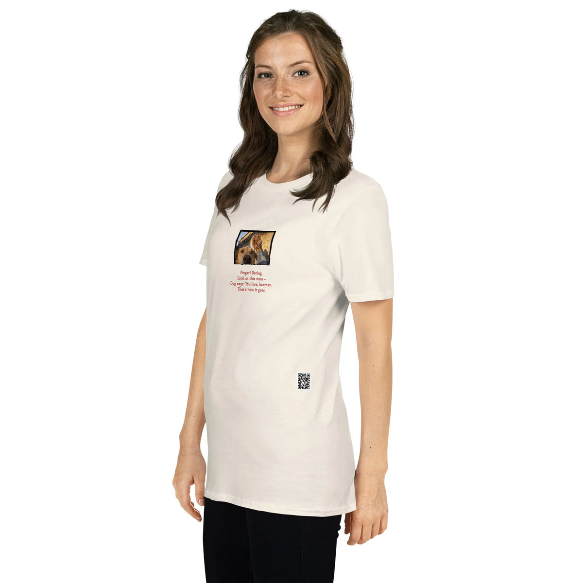 Retropet#2 Unisex T-Shirt in Natural – Seitenansicht links Detail