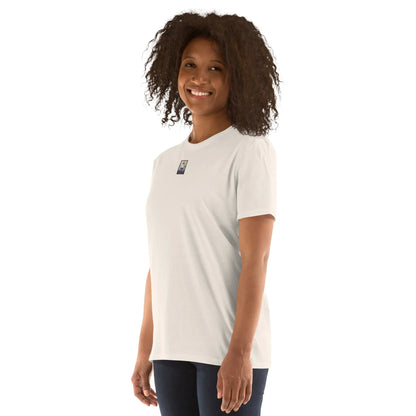 DISCO#1 Unisex T-Shirt in Natural – Seitenansicht links Detail