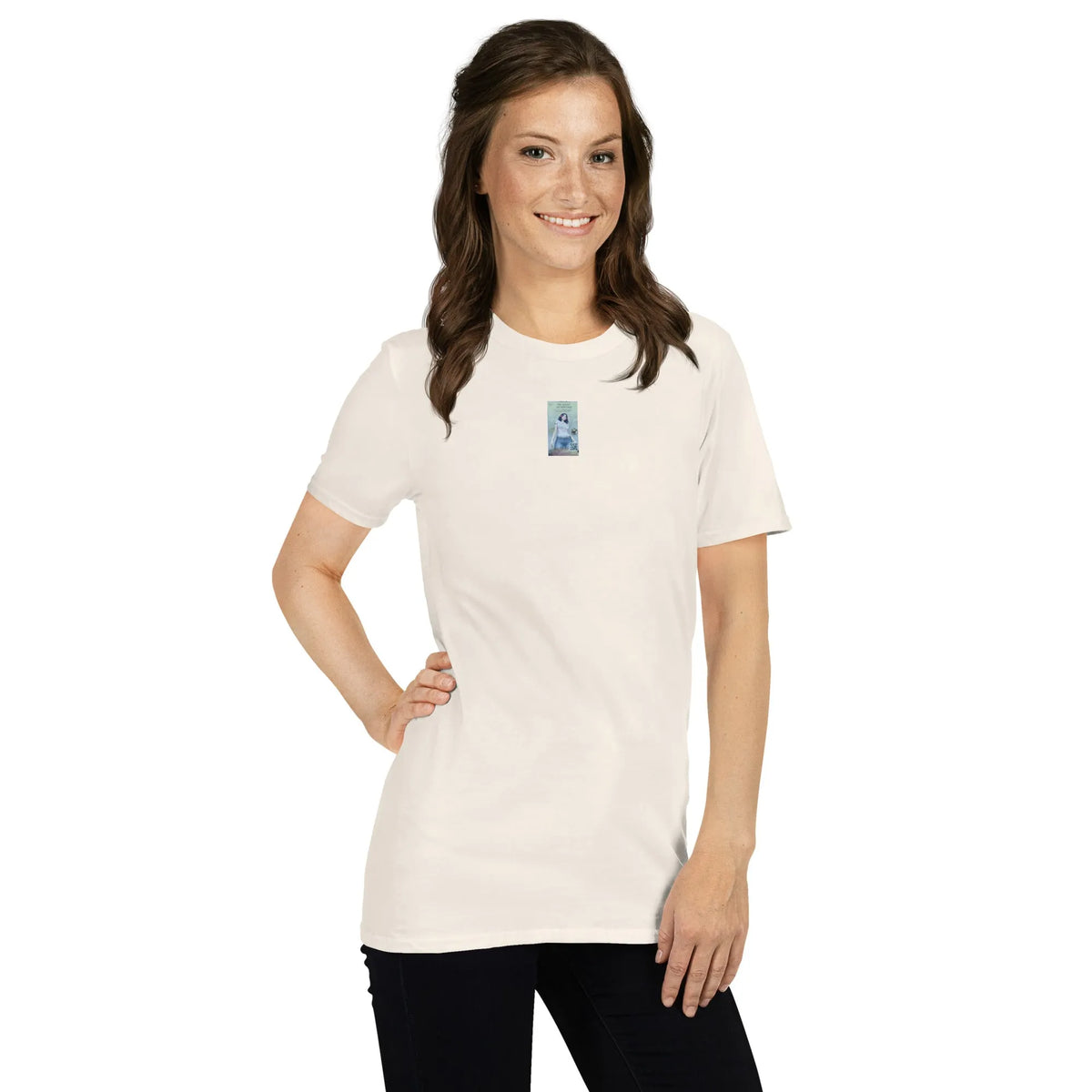 VHS#1 Unisex T-Shirt in Natural – Seitenansicht rechts / Vorderansicht