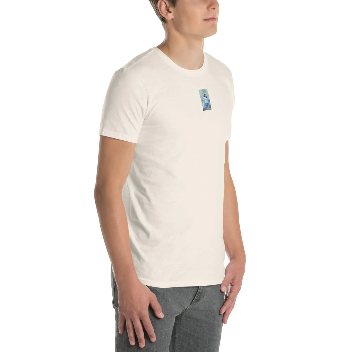 VHS#2 Unisex T-Shirt in Natural – Seitenansicht rechts / Vorderansicht