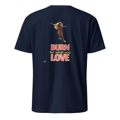 T-Shirt Rückansicht „Burn for what you love“, Navy, Kurzarm