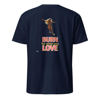 T-Shirt Rückansicht „Burn for what you love“, Navy, Kurzarm