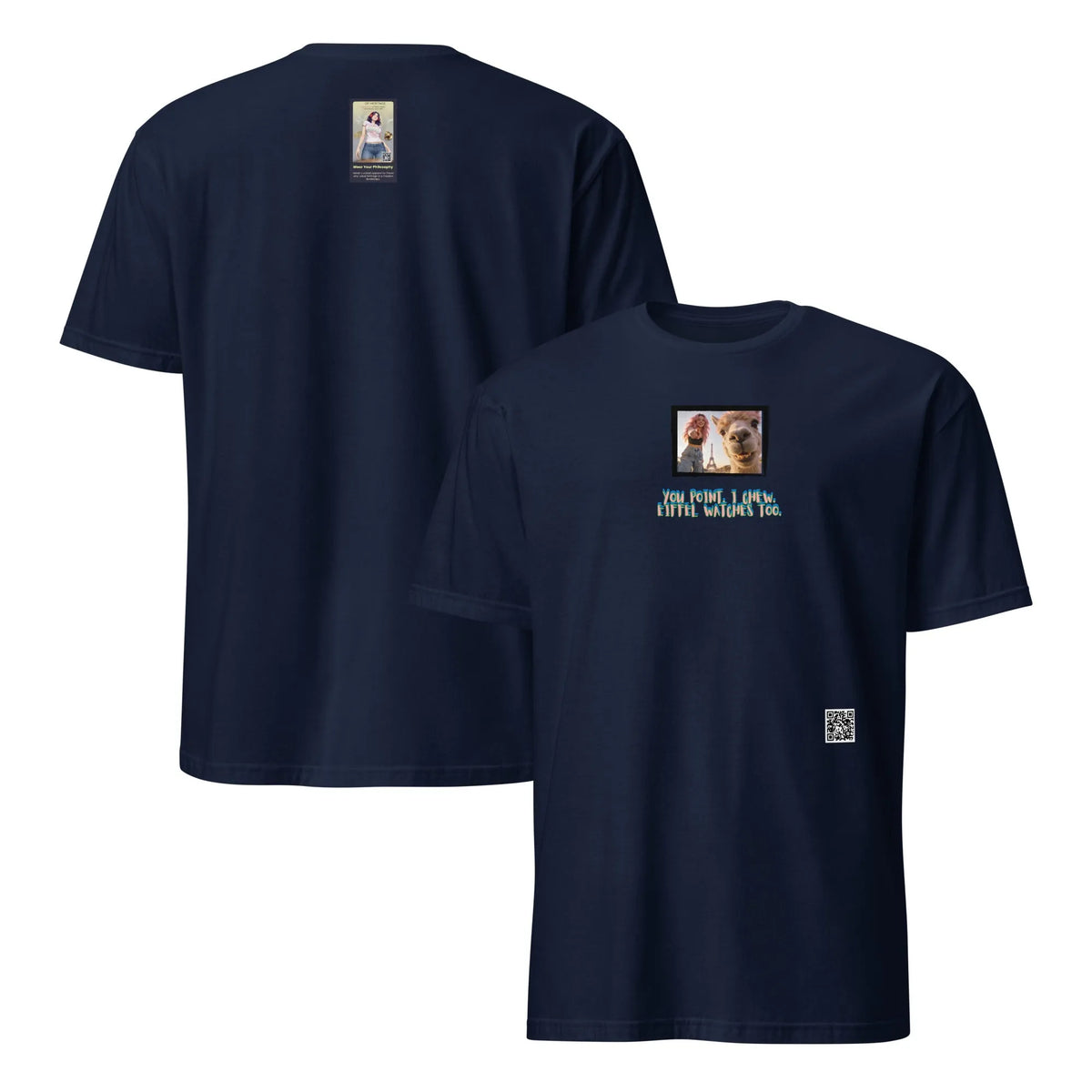 Retropet#3 Unisex T-Shirt in French Navy – Vorderansicht Detail