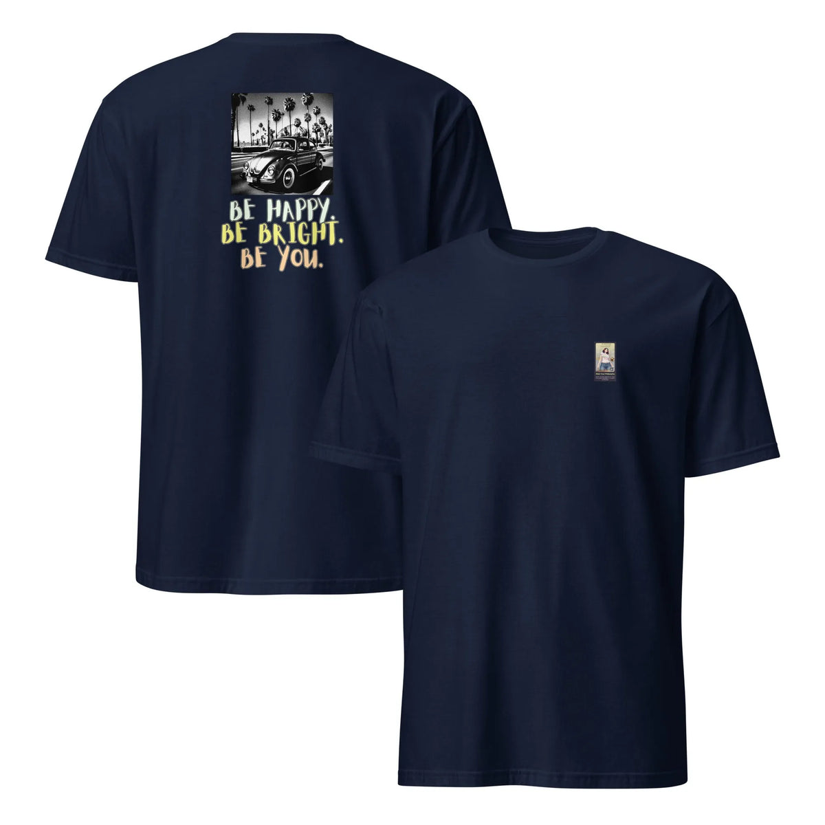 RetroCar#3 Unisex T-Shirt in French Navy – Vorderansicht Detail