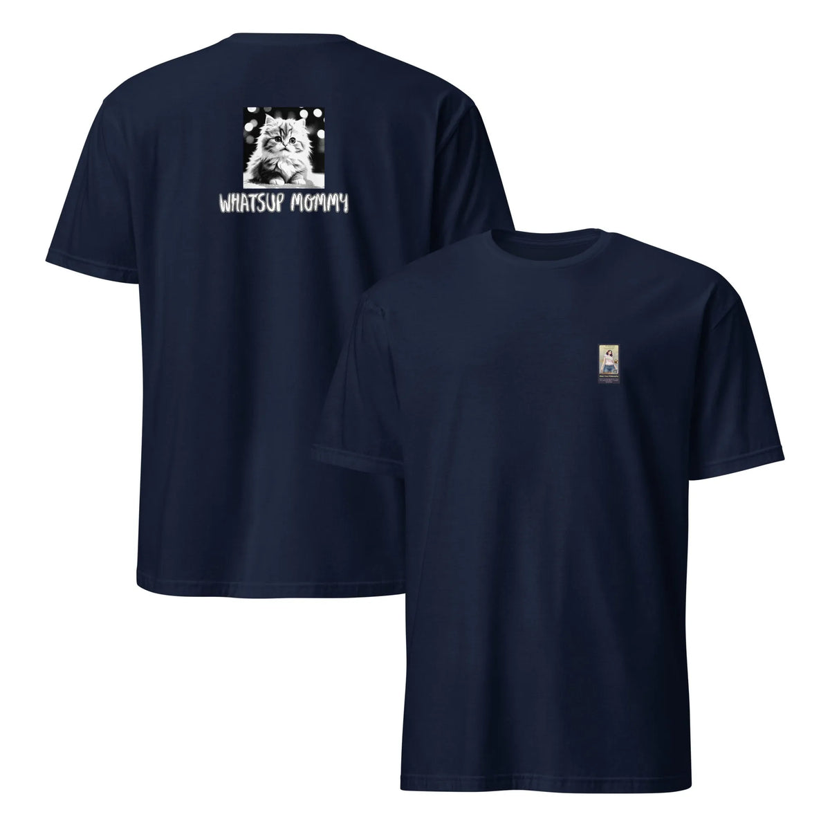Retropet#4 Unisex T-Shirt in French Navy – Vorderansicht Detail