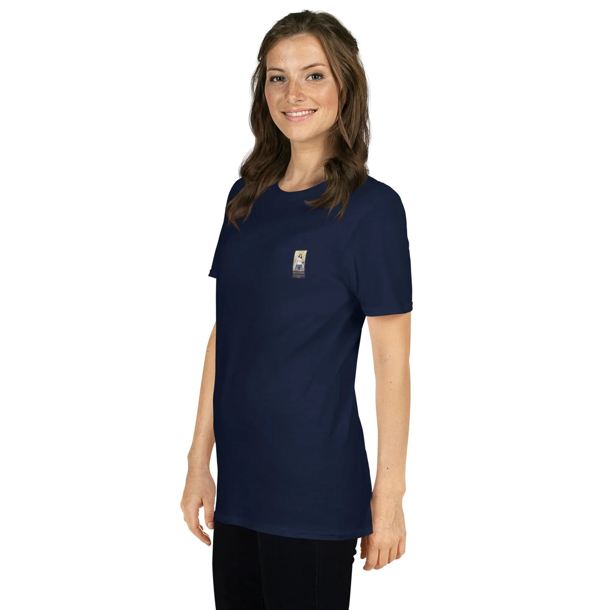 RetroCar#3 Unisex T-Shirt in French Navy – Seitenansicht links Detail