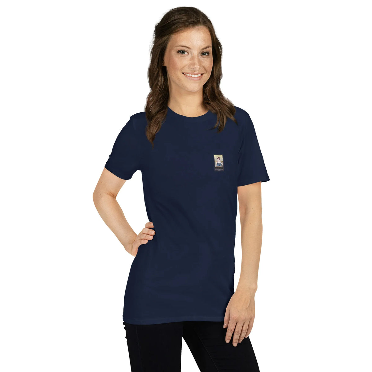 RetroCar#3 Unisex T-Shirt in French Navy – Seitenansicht rechts Detail