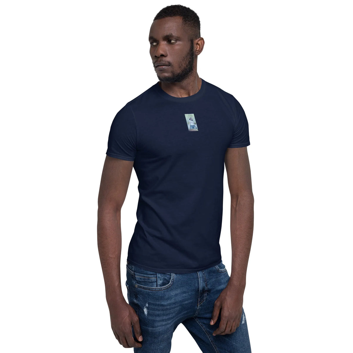 VHS#3 Unisex T-Shirt in French Navy – Seitenansicht rechts / Vorderansicht