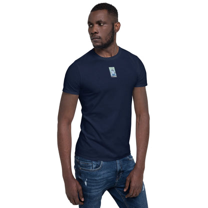 VHS#3 Unisex T-Shirt in French Navy – Seitenansicht rechts / Vorderansicht