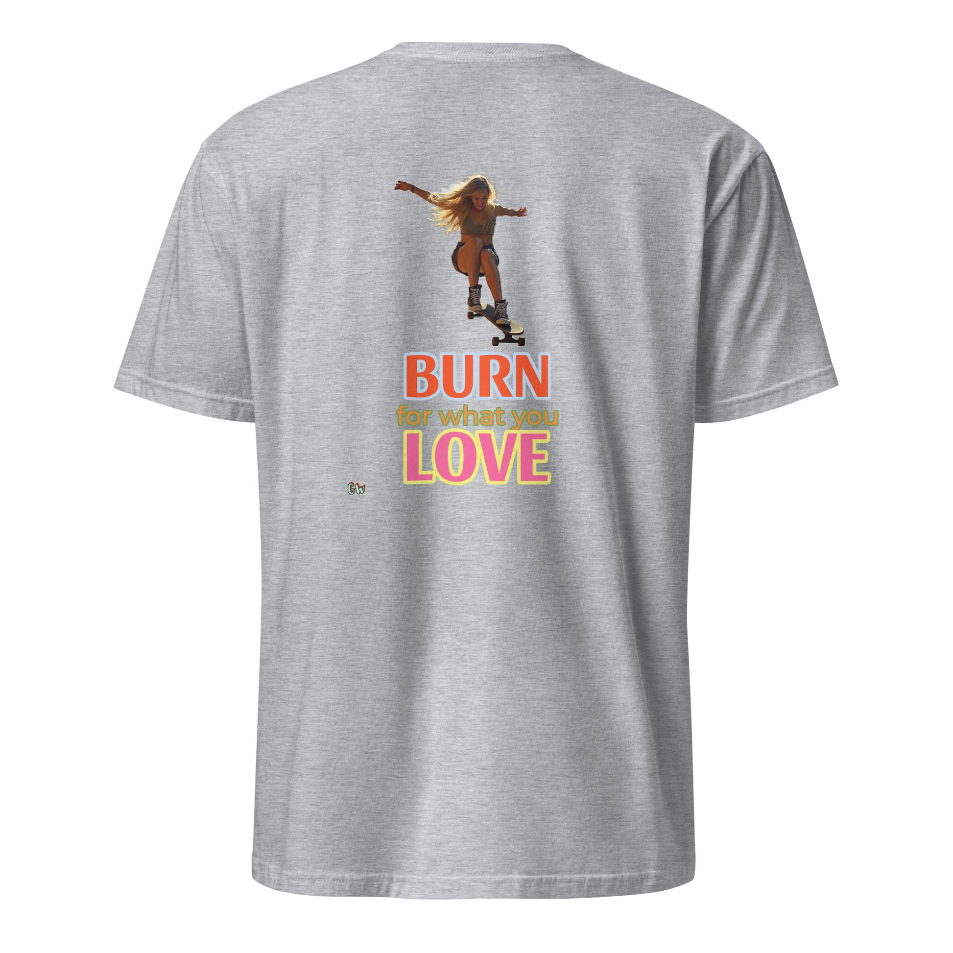 Sport Grey short-sleeve T-shirt with back skateboard girl graphic and text