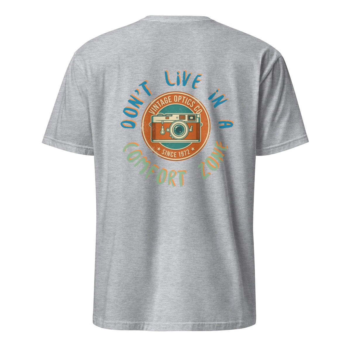 RetroLens#1 Unisex T-Shirt in Sport Grey – Rückenansicht Detail