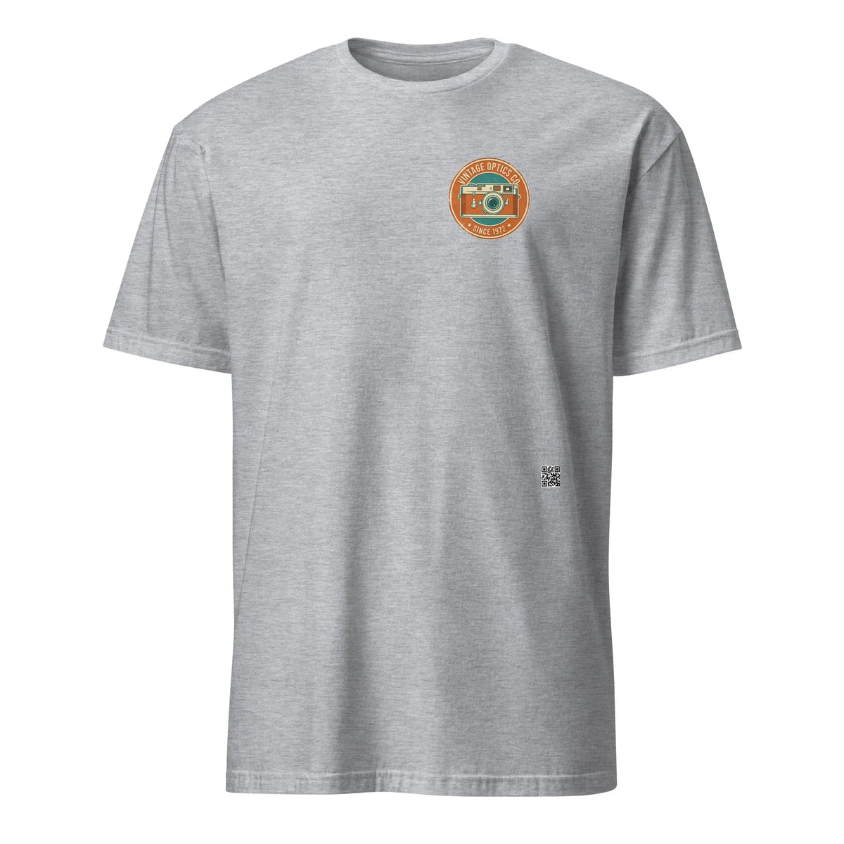 RetroLens#1 Unisex T-Shirt in Sport Grey – Vorderansicht Detail