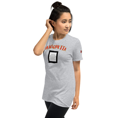 Soulfood#2 Unisex T-Shirt (Sport Grey), Vorderansicht mit „BRUSCHETTA“-Motiv