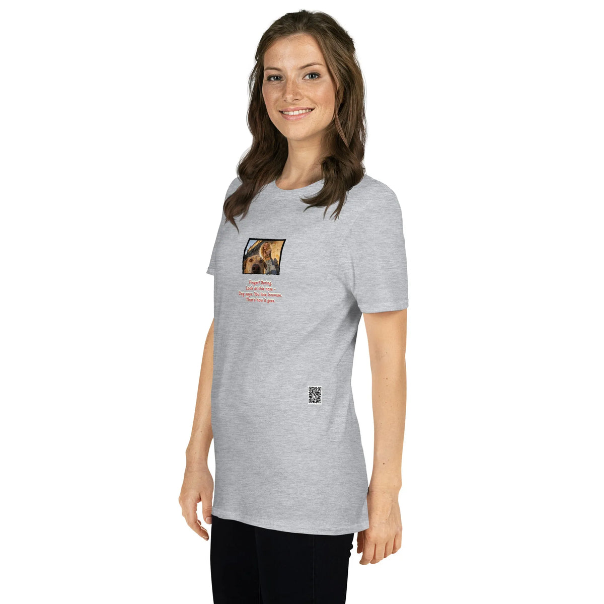 Retropet#2 Unisex T-Shirt in Sport Grey – Seitenansicht links Detail